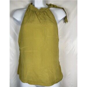Mac & Jac 100% Silk Sleeveless High Neck Tie Side Zip Blouse Top Women's Size 8